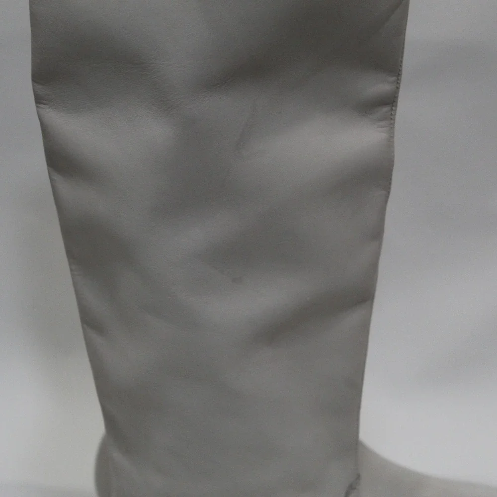 Vintage Foundry‎ Co Women's Light Gray Leather Tall Fold Over Boots 8.5 VFL285